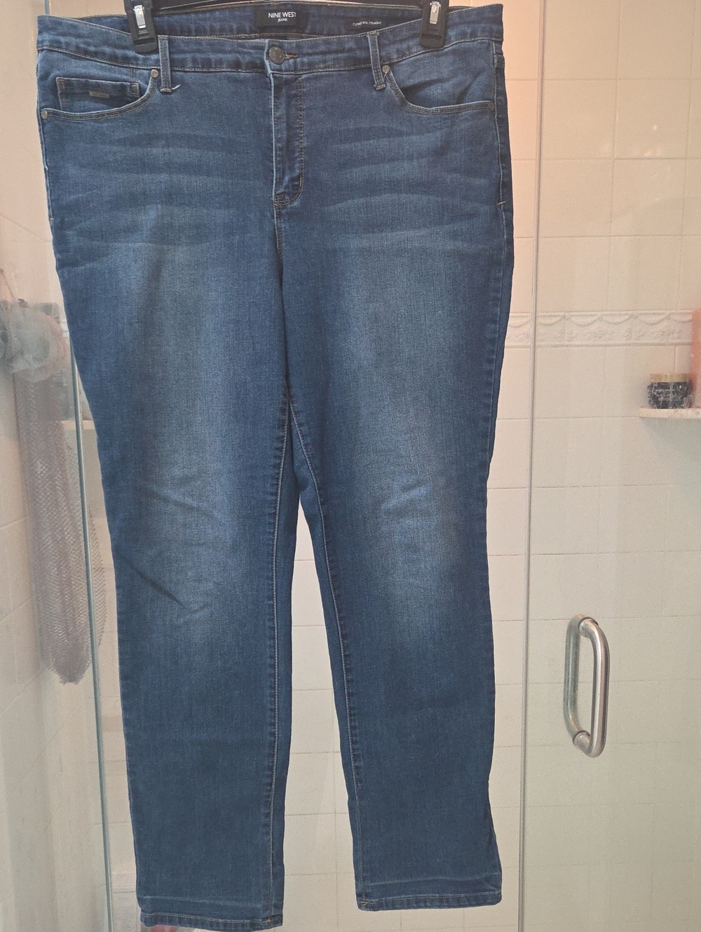 Nine West Dark Blue Straight Leg Stretch Jeans